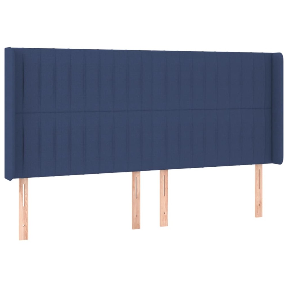 vidaXL Tăblie de pat cu aripioare, albastru, 183x16x118/128 cm, textil