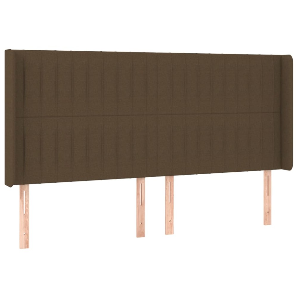 vidaXL Tăblie de pat cu aripioare maro închis 203x16x118/128 cm textil