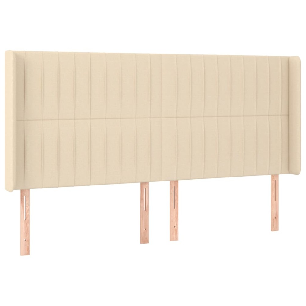 vidaXL Tăblie de pat cu aripioare, crem, 203x16x118/128 cm, textil
