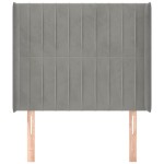 vidaXL Tăblie de pat cu aripioare gri deschis 83x16x118/128 cm catifea vidaXL Tăblie de pat cu aripioare gri deschis 83x16x118/128 cm catifea