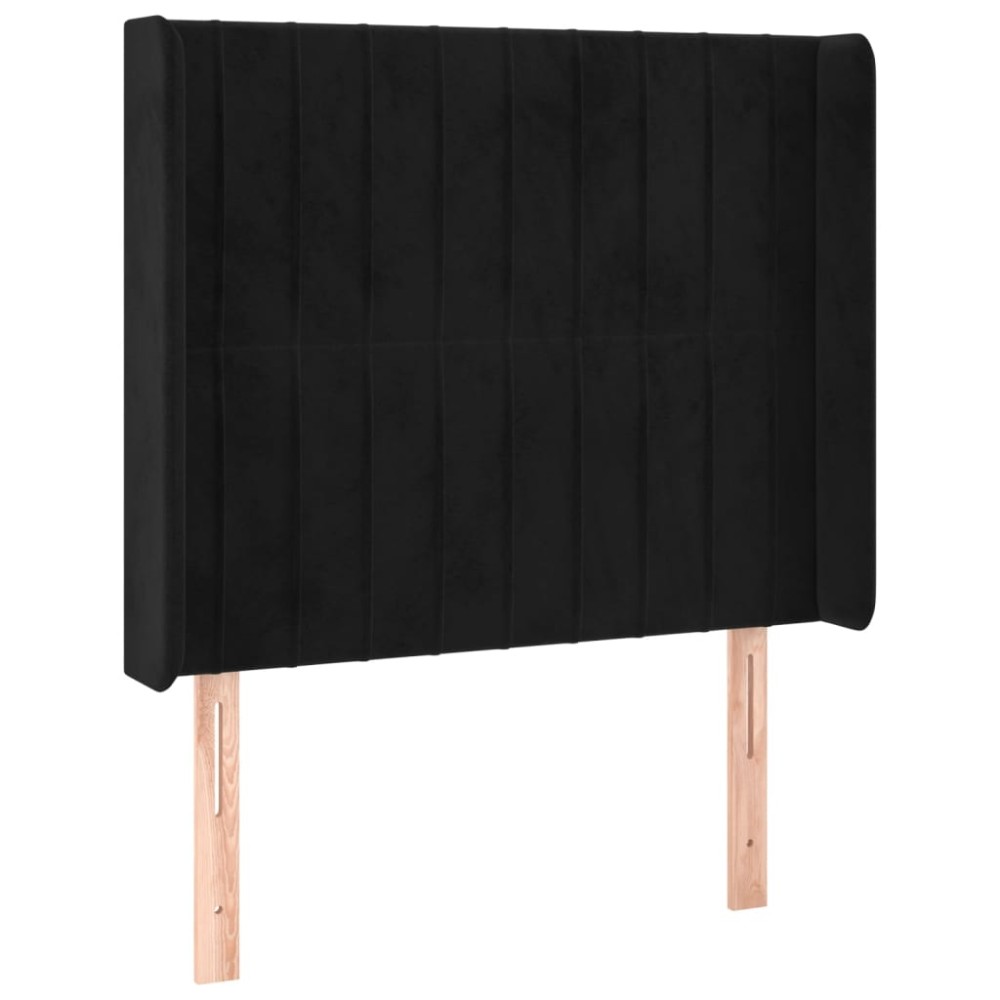 vidaXL Tăblie de pat cu aripioare, negru, 83x16x118/128 cm, catifea
