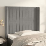 vidaXL Tăblie de pat cu aripioare gri deschis 103x16x118/128cm catifea
