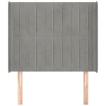 vidaXL Tăblie de pat cu aripioare gri deschis 103x16x118/128cm catifea