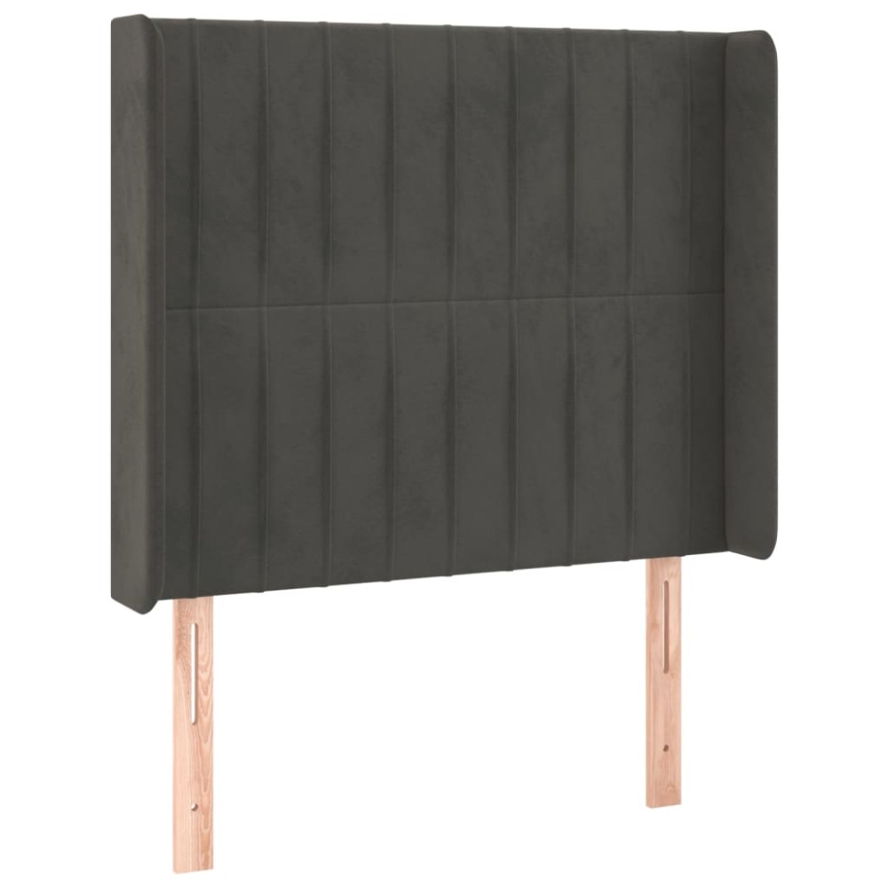 vidaXL Tăblie de pat cu aripioare gri închis 103x16x118/128 cm catifea