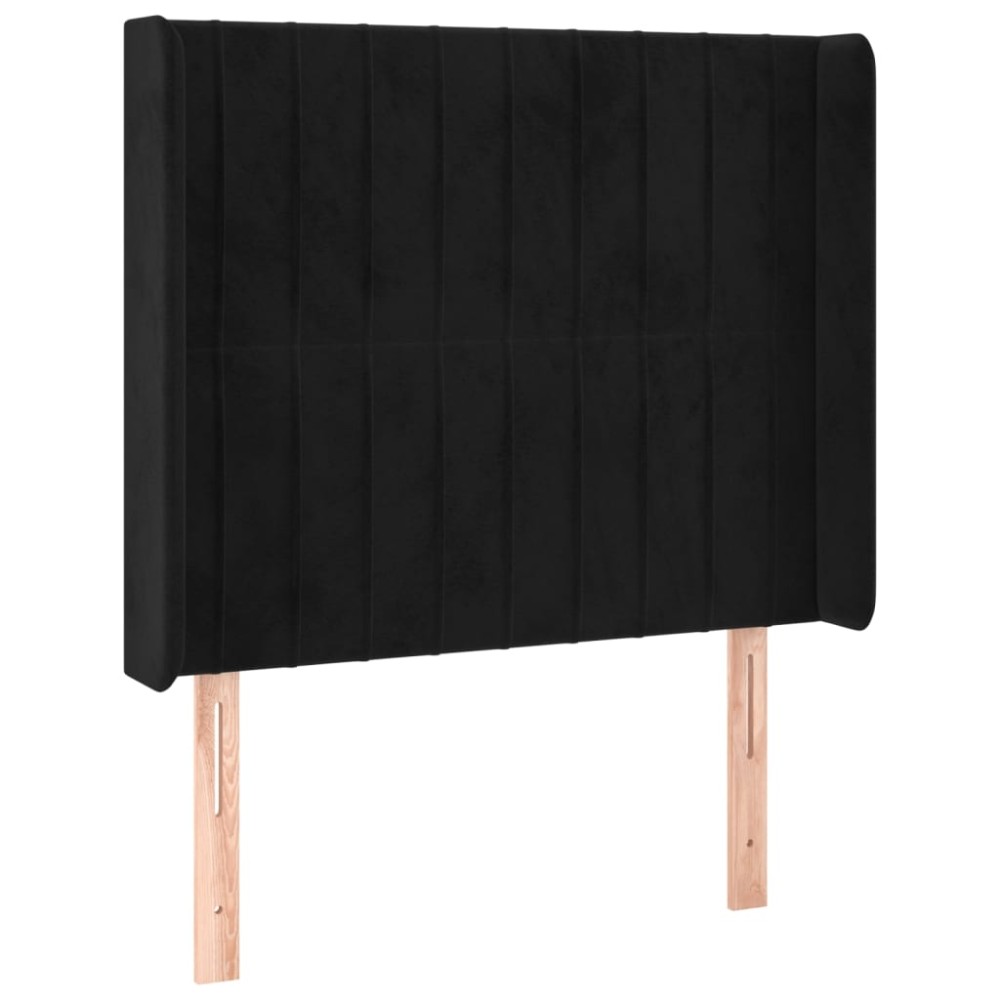 vidaXL Tăblie de pat cu aripioare, negru, 103x16x118/128 cm, catifea