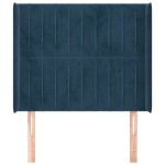 vidaXL Tăblie pat cu urechi albastru închis 103x16x118/128 cm catifea vidaXL Tăblie pat cu urechi albastru închis 103x16x118/128 cm catifea