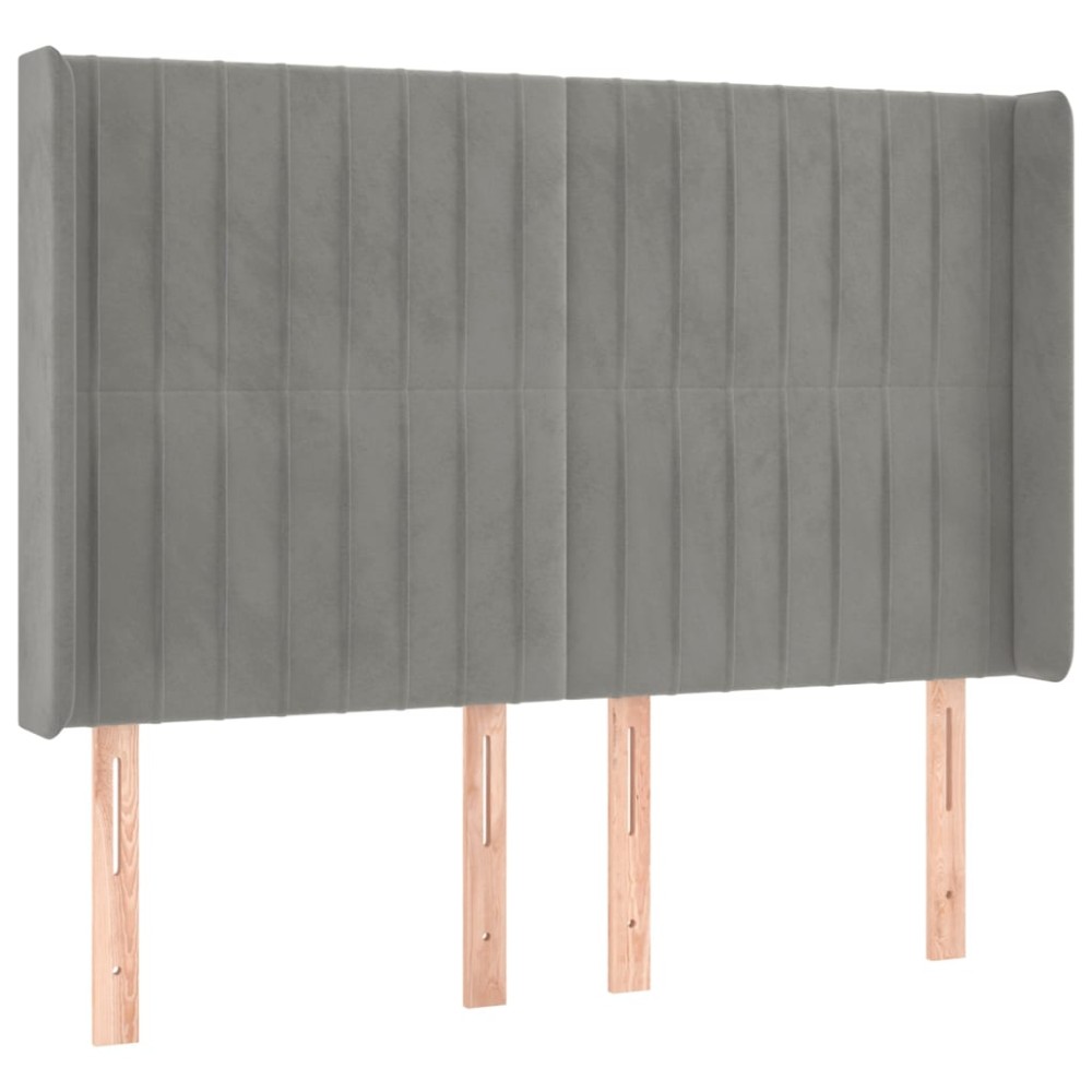 vidaXL Tăblie de pat cu aripioare gri deschis 147x16x118/128cm catifea