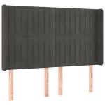 vidaXL Tăblie de pat cu aripioare gri închis 147x16x118/128 cm catifea