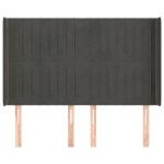 vidaXL Tăblie de pat cu aripioare gri închis 147x16x118/128 cm catifea