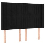vidaXL Tăblie de pat cu aripioare, negru, 147x16x118/128 cm, catifea
