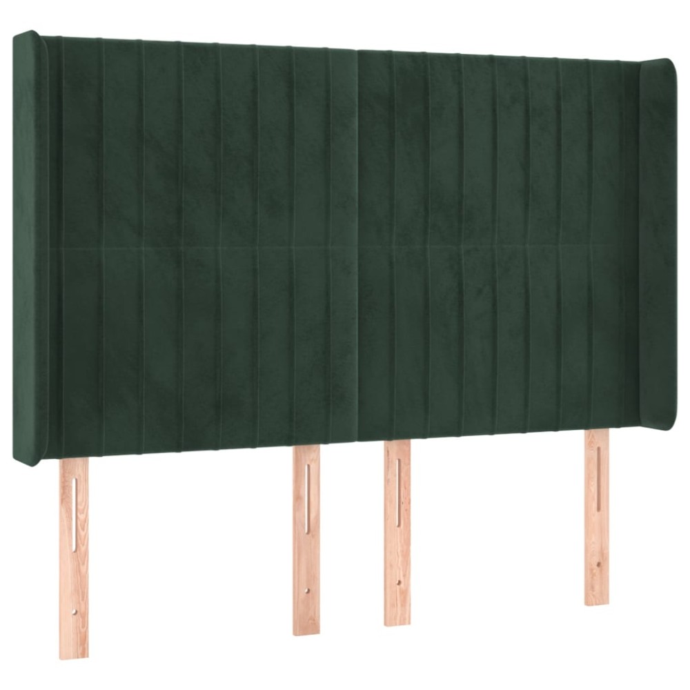 vidaXL Tăblie pat cu aripioare verde închis 147x16x118/128 cm catifea