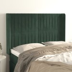 vidaXL Tăblie pat cu aripioare verde închis 147x16x118/128 cm catifea vidaXL Tăblie pat cu aripioare verde închis 147x16x118/128 cm catifea