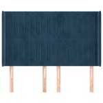 vidaXL Tăblie pat cu urechi albastru închis 147x16x118/128 cm catifea vidaXL Tăblie pat cu urechi albastru închis 147x16x118/128 cm catifea
