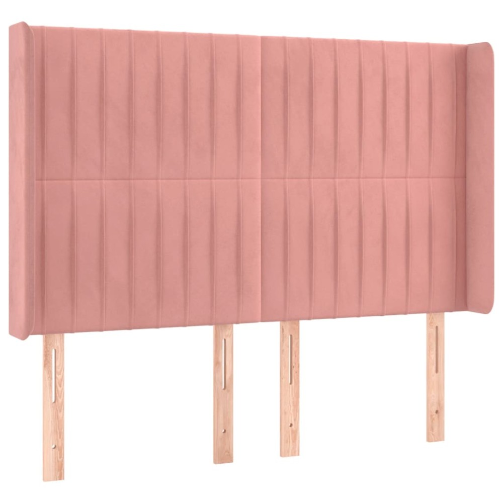vidaXL Tăblie de pat cu aripioare, roz, 147x16x118/128 cm, catifea