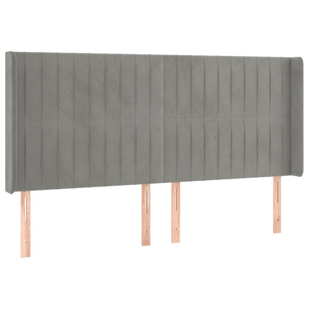 vidaXL Tăblie de pat cu aripioare gri deschis 163x16x118/128cm catifea