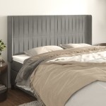 vidaXL Tăblie de pat cu aripioare gri deschis 163x16x118/128cm catifea vidaXL Tăblie de pat cu aripioare gri deschis 163x16x118/128cm catifea