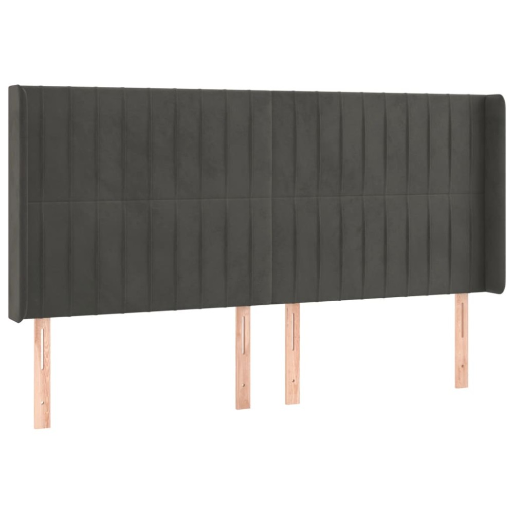 vidaXL Tăblie de pat cu aripioare gri închis 163x16x118/128 cm catifea
