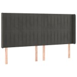 vidaXL Tăblie de pat cu aripioare gri închis 163x16x118/128 cm catifea vidaXL Tăblie de pat cu aripioare gri închis 163x16x118/128 cm catifea