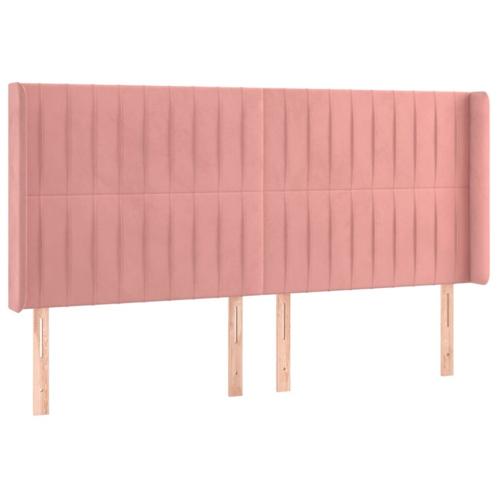 vidaXL Tăblie de pat cu aripioare, roz, 163x16x118/128 cm, catifea
