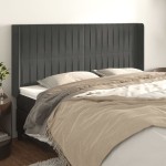 vidaXL Tăblie de pat cu aripioare gri închis 183x16x118/128 cm catifea vidaXL Tăblie de pat cu aripioare gri închis 183x16x118/128 cm catifea