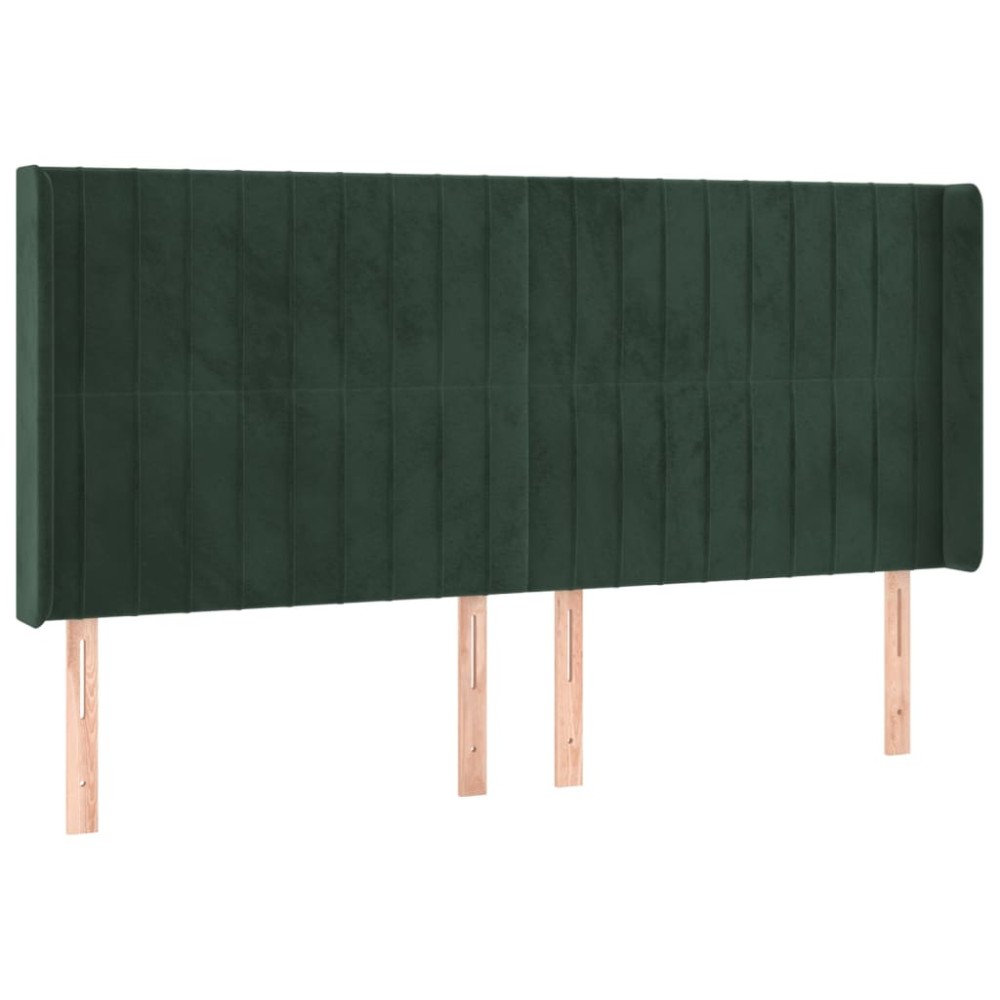 vidaXL Tăblie pat cu aripioare verde închis 203x16x118/128 cm catifea
