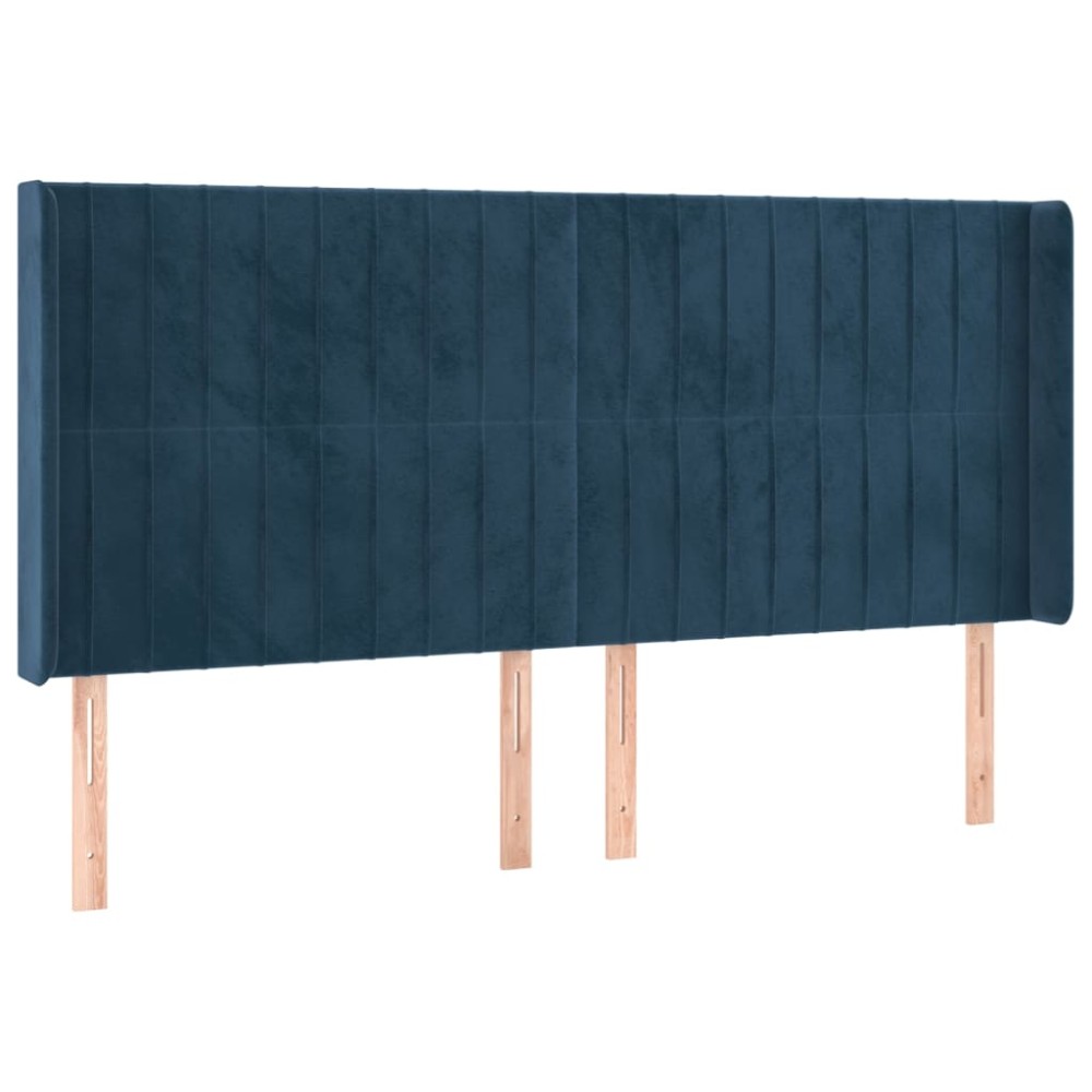 vidaXL Tăblie pat cu urechi albastru închis 203x16x118/128 cm catifea