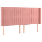 vidaXL Tăblie de pat cu aripioare, roz, 203x16x118/128 cm, catifea