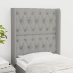 vidaXL Tăblie de pat cu aripioare gri deschis 83x16x118/128 cm textil