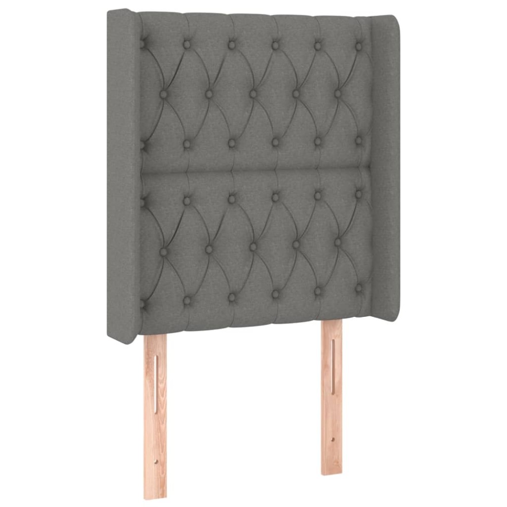 vidaXL Tăblie de pat cu aripioare gri închis 83x16x118/128 cm textil
