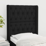 vidaXL Tăblie de pat cu aripioare, negru, 83x16x118/128 cm, textil vidaXL Tăblie de pat cu aripioare, negru, 83x16x118/128 cm, textil