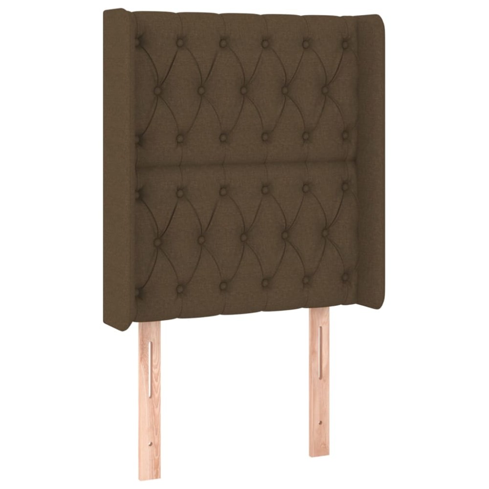 vidaXL Tăblie de pat cu aripioare maro închis 83x16x118/128 cm textil