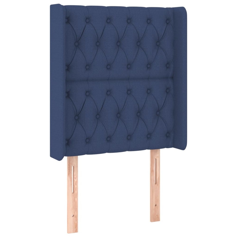 vidaXL Tăblie de pat cu aripioare, albastru, 83x16x118/128 cm, textil