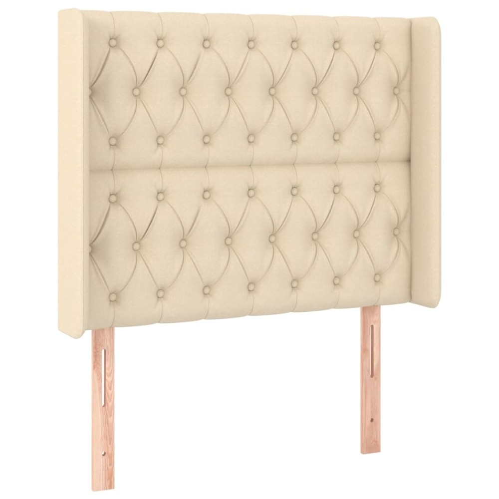 vidaXL Tăblie de pat cu aripioare, crem, 93x16x118/128 cm, textil