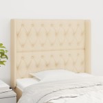 vidaXL Tăblie de pat cu aripioare, crem, 93x16x118/128 cm, textil