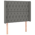 vidaXL Tăblie de pat cu aripioare gri închis 103x16x118/128 cm textil