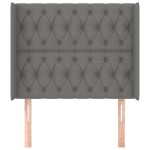 vidaXL Tăblie de pat cu aripioare gri închis 103x16x118/128 cm textil