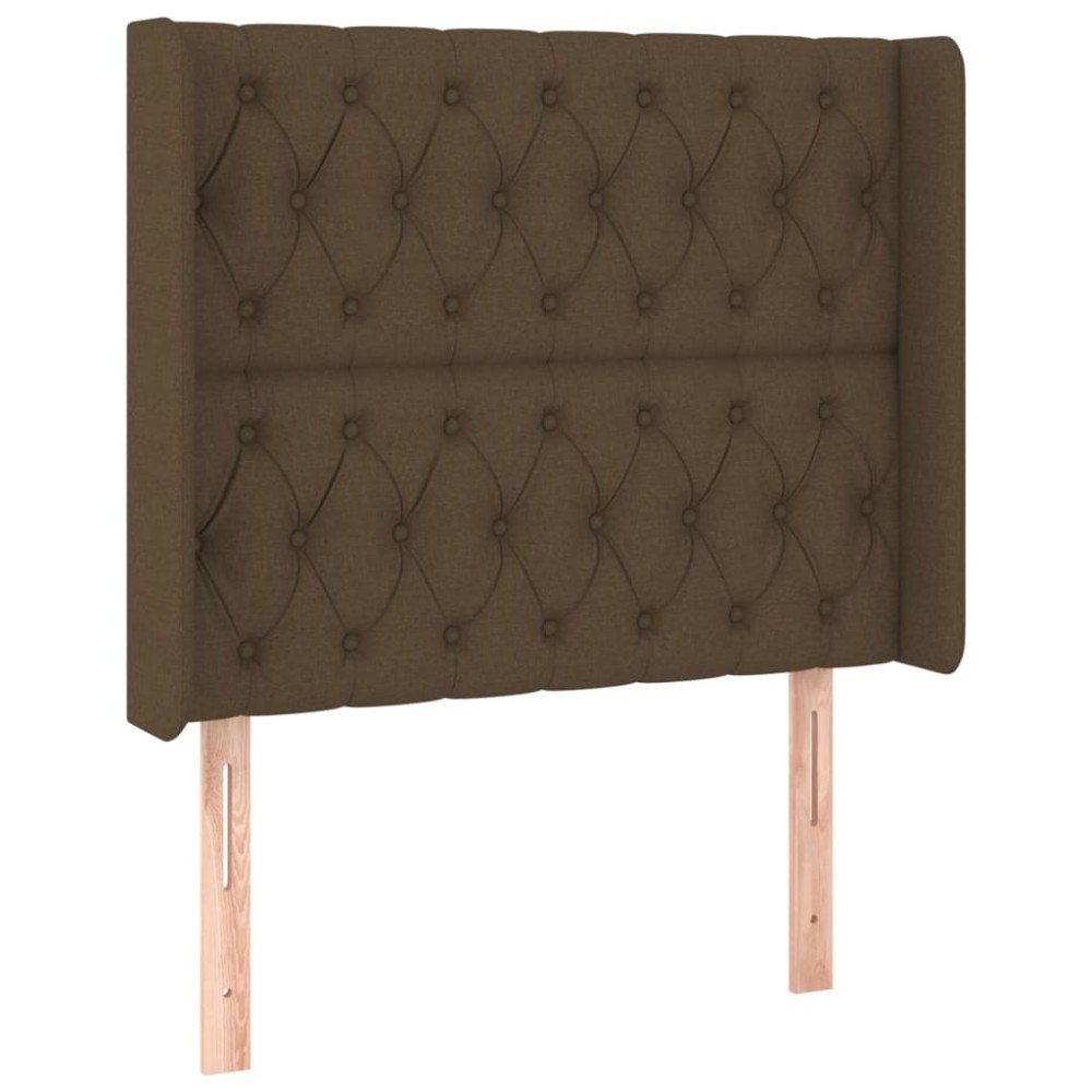 vidaXL Tăblie de pat cu aripioare maro închis 103x16x118/128 cm textil