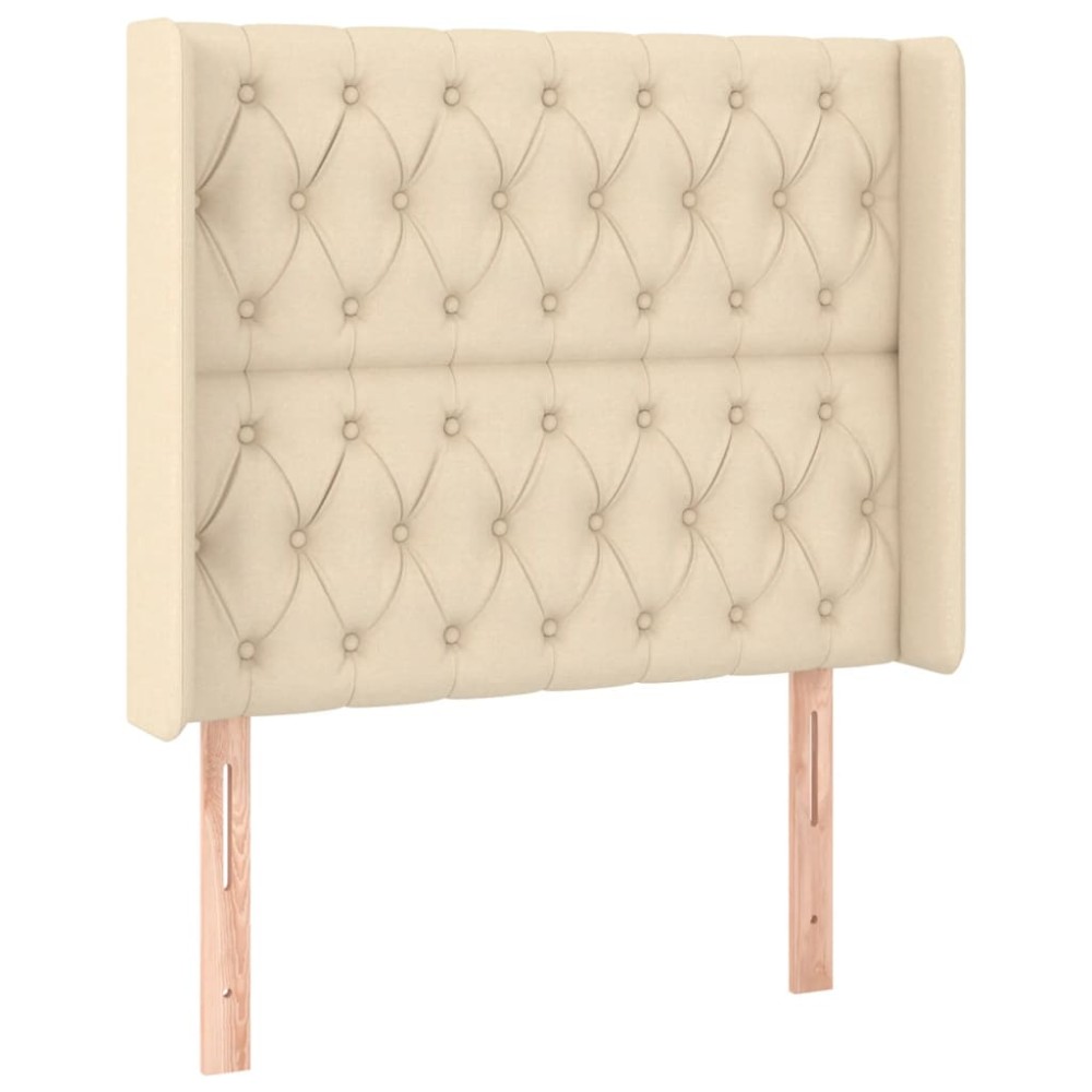 vidaXL Tăblie de pat cu aripioare, crem, 103x16x118/128 cm, textil