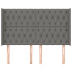 vidaXL Tăblie de pat cu aripioare gri închis 147x16x118/128 cm textil
