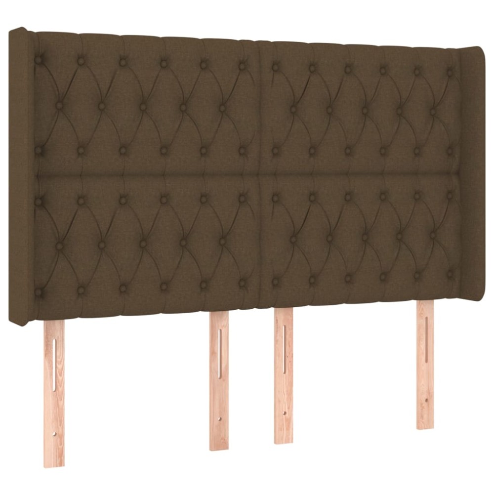 vidaXL Tăblie de pat cu aripioare maro închis 147x16x118/128 cm textil