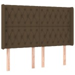 vidaXL Tăblie de pat cu aripioare maro închis 147x16x118/128 cm textil