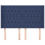 vidaXL Tăblie de pat cu aripioare, albastru, 147x16x118/128 cm, textil vidaXL Tăblie de pat cu aripioare, albastru, 147x16x118/128 cm, textil