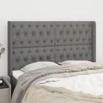 vidaXL Tăblie de pat cu aripioare gri închis 163x16x118/128 cm textil vidaXL Tăblie de pat cu aripioare gri închis 163x16x118/128 cm textil