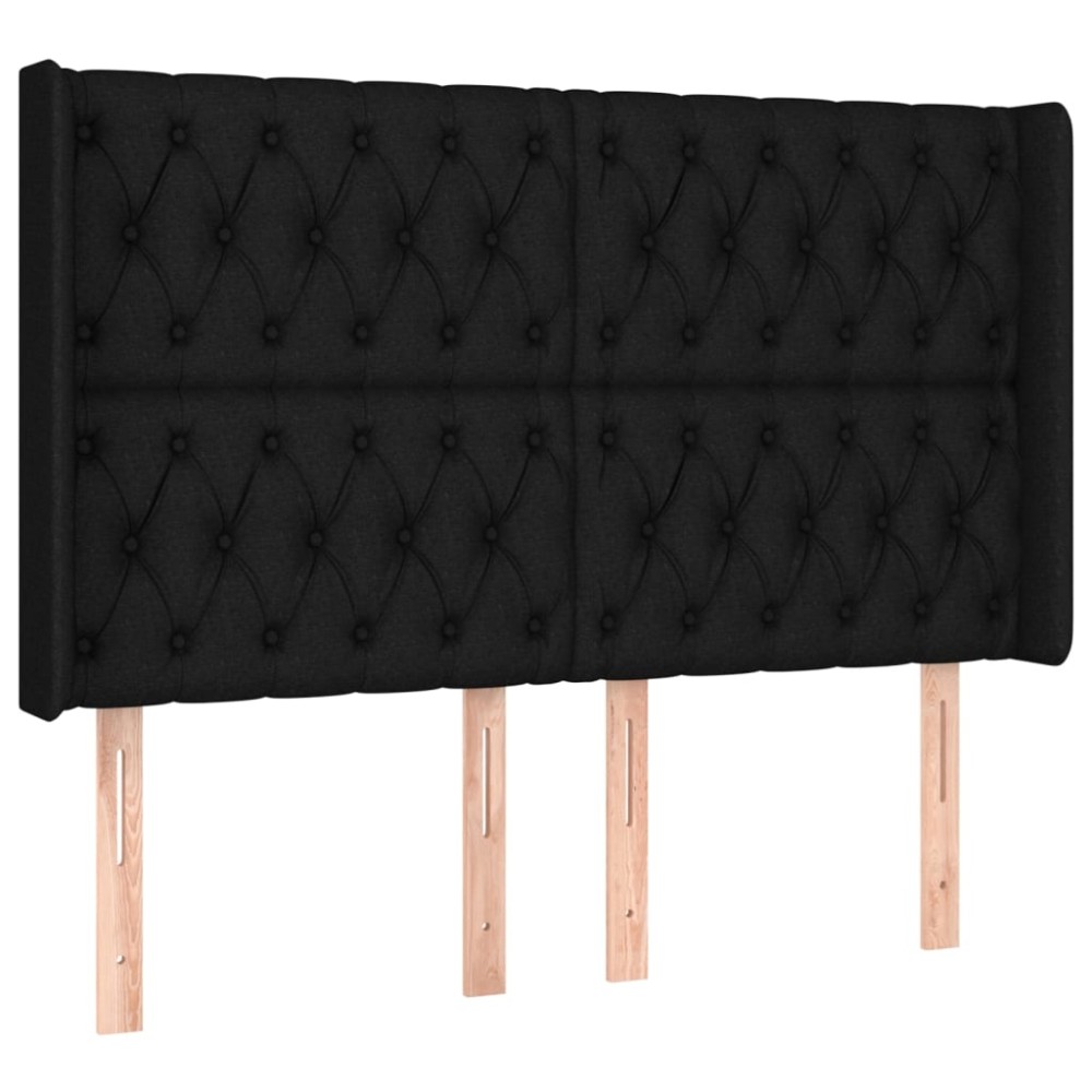 vidaXL Tăblie de pat cu aripioare, negru, 163x16x118/128 cm, textil
