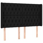vidaXL Tăblie de pat cu aripioare, negru, 163x16x118/128 cm, textil