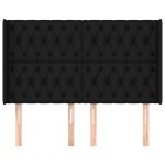 vidaXL Tăblie de pat cu aripioare, negru, 163x16x118/128 cm, textil