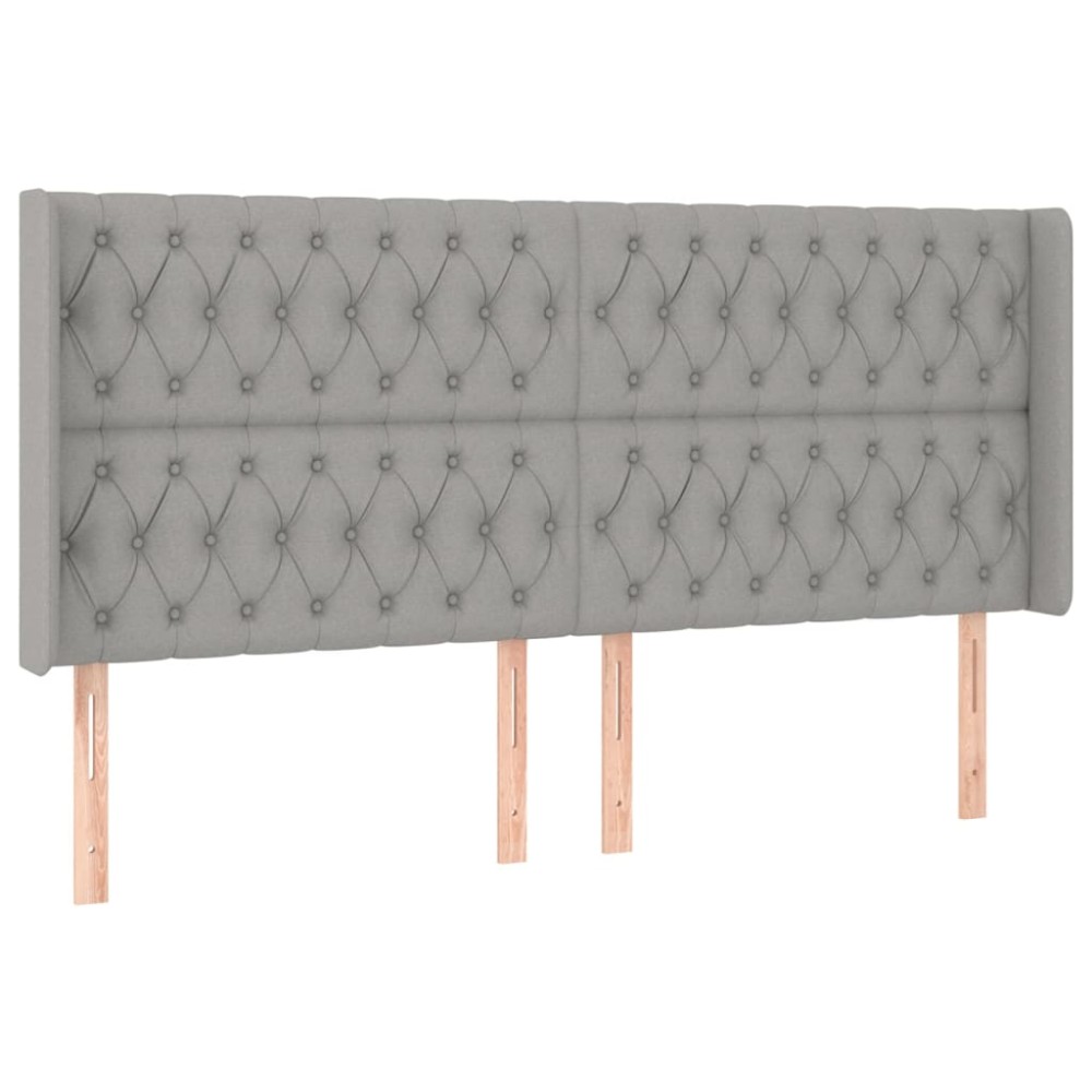 vidaXL Tăblie de pat cu aripioare gri deschis 183x16x118/128 cm textil