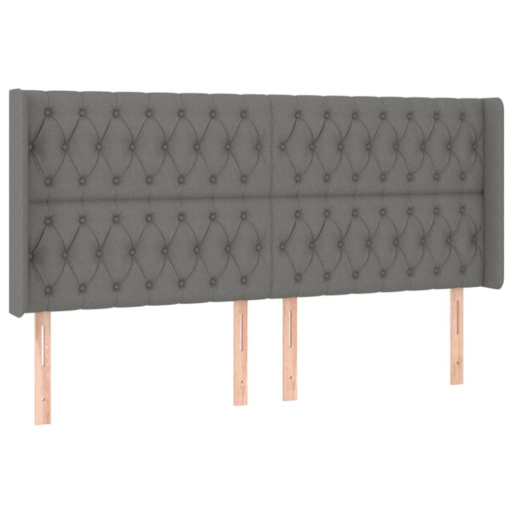 vidaXL Tăblie de pat cu aripioare gri închis 183x16x118/128 cm textil