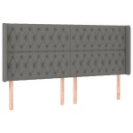 vidaXL Tăblie de pat cu aripioare gri închis 183x16x118/128 cm textil vidaXL Tăblie de pat cu aripioare gri închis 183x16x118/128 cm textil