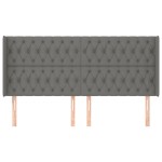 vidaXL Tăblie de pat cu aripioare gri închis 183x16x118/128 cm textil vidaXL Tăblie de pat cu aripioare gri închis 183x16x118/128 cm textil